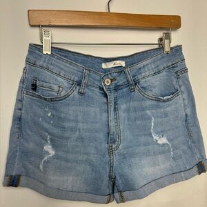 KanCan Denim Jeans 11/29 Shorts Women's light Blue 5-Pocket Distressed Cuffed